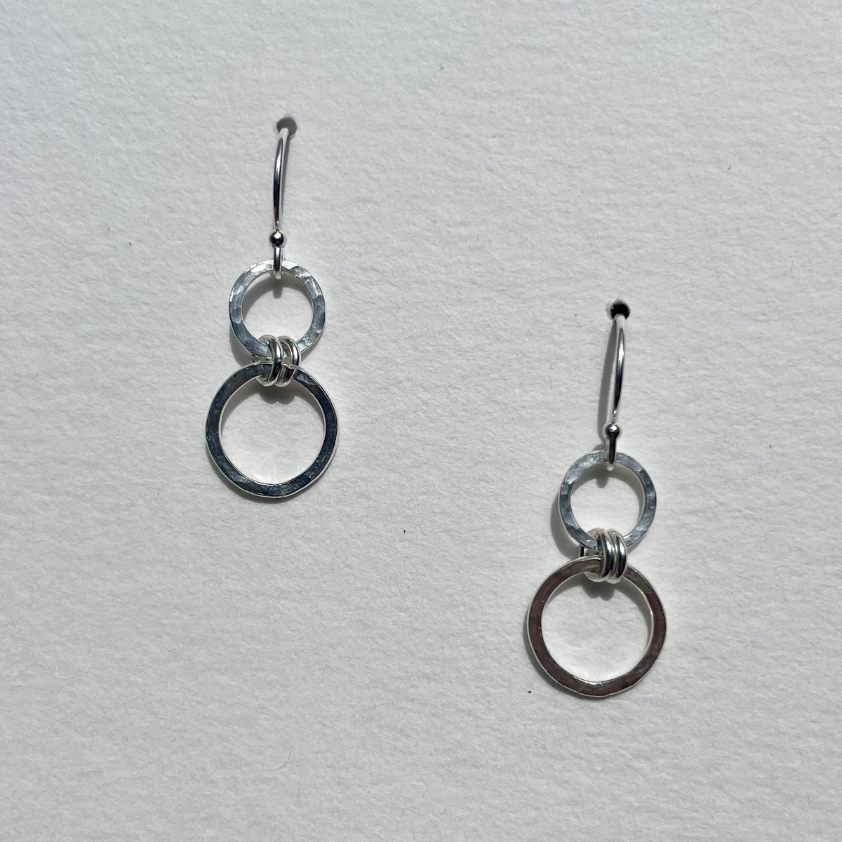 Hammered Double Circle Sterling Silver Earrings image 2