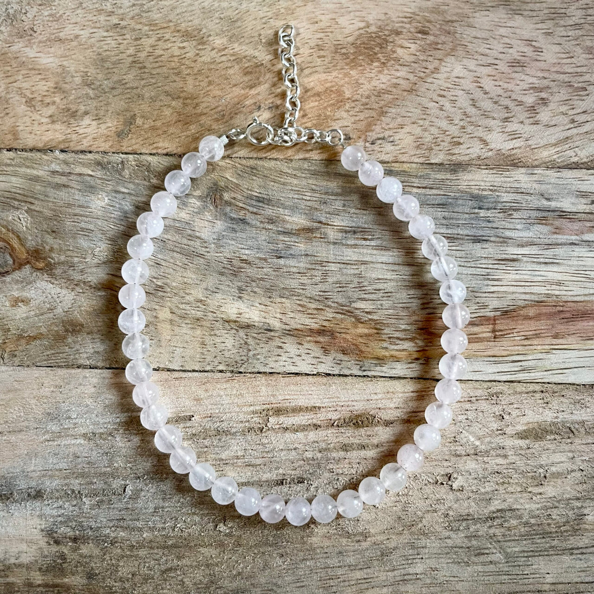 Minimalist Rose Quartz and Sterling Silver Bracelet image 2