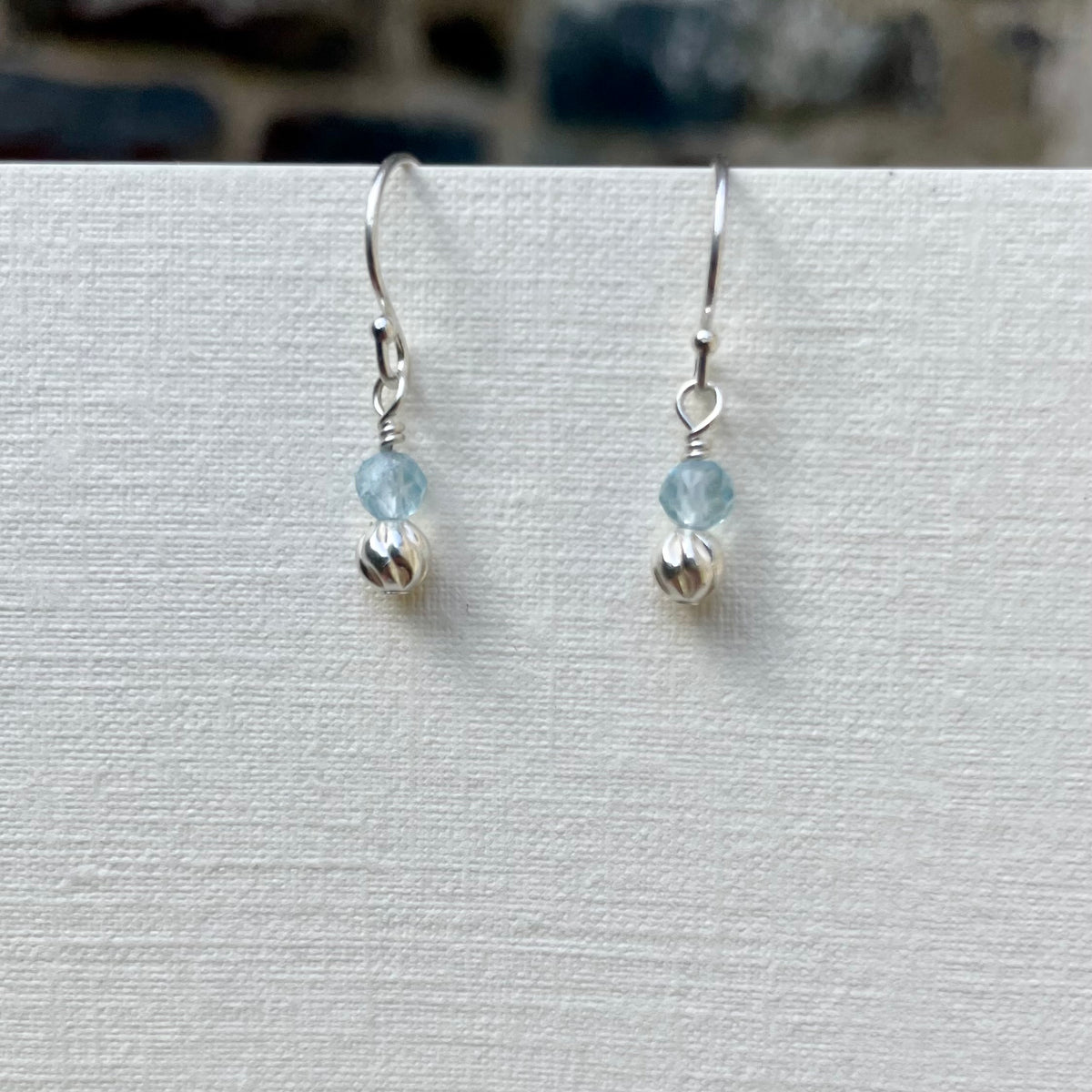 Dainty Aquamarine & Sterling Silver Earrings image 0