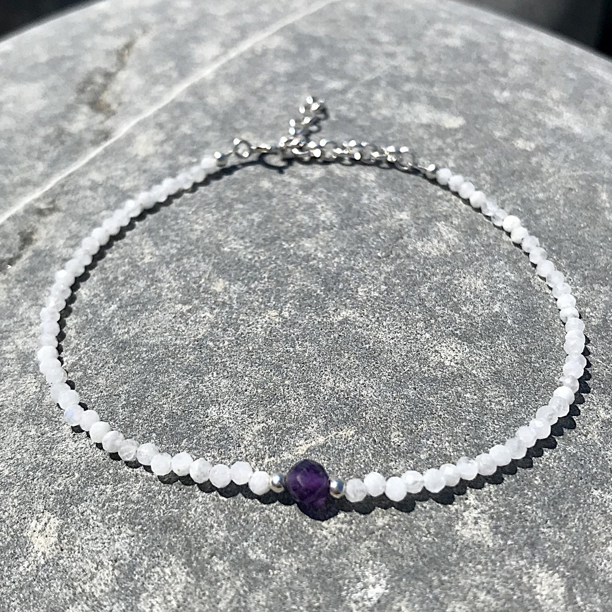 Moonstone and Amethyst Bracelet - Sterling Silver image 1
