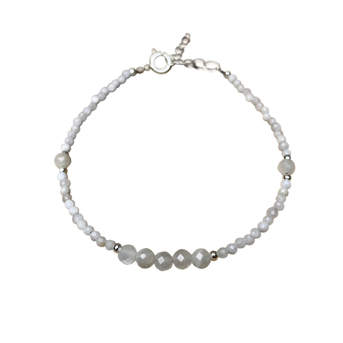 Moonstone Sterling Silver Beaded Bracelet image 0