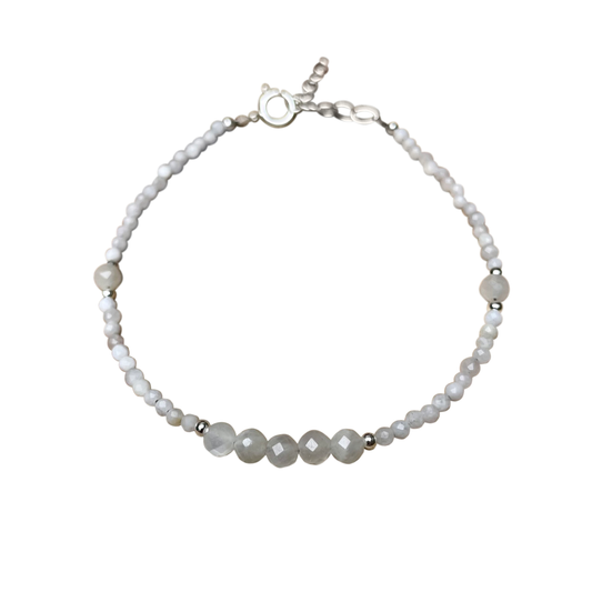 Moonstone Sterling Silver Beaded Bracelet image 0
