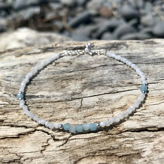 Aquamarine and Moonstone Sterling Silver Bracelet image 0