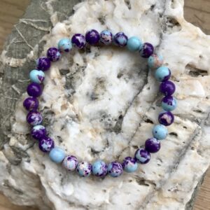 Sea sediment galaxy beaded bracelet.