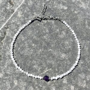 Moonstone and Amethyst Silver Bracelet.