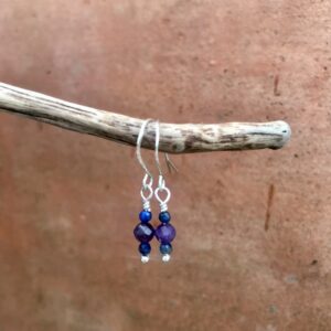 Amethyst and Lapis Lazuli drop earrings.