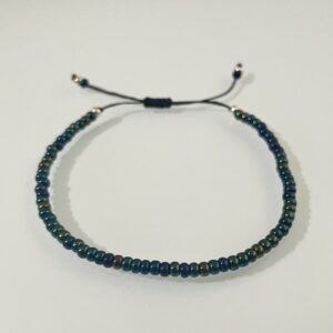 Ocean dusk miyuki beaded bracelet with adjustable sliding knot.