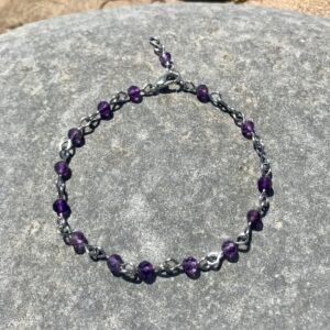 Amethyst Beaded Link Bracelet.