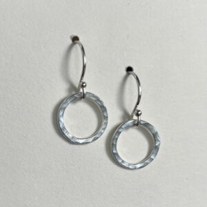 Halo hammered sterling silver earrings.