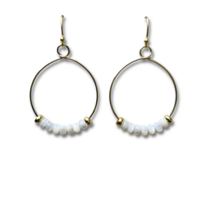 Mother of pearl and gold plated hoop earrings.