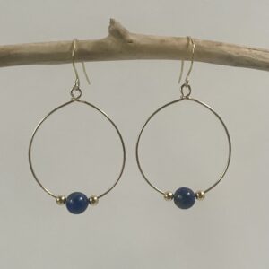 Lapis Lazuli Gold Hoop Earrings.
