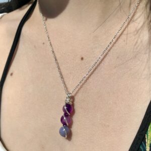 Starlit Cascade Purple Agate Necklace.