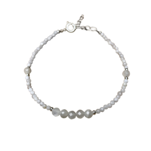 Moonstone sterling silver beaded bracelet.